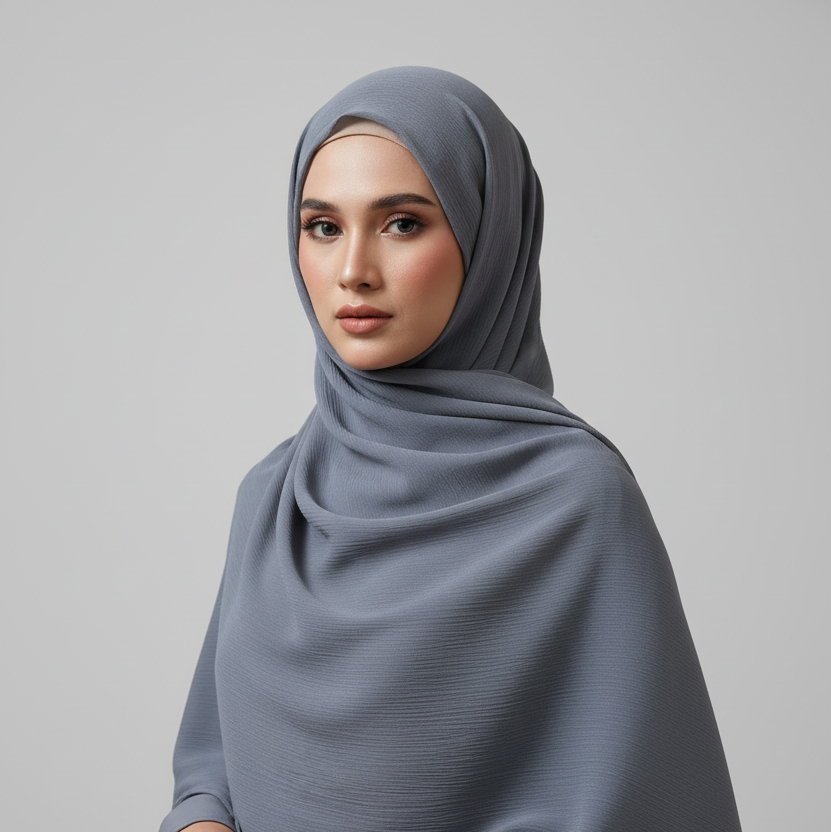 Grey  Textured Chiffon