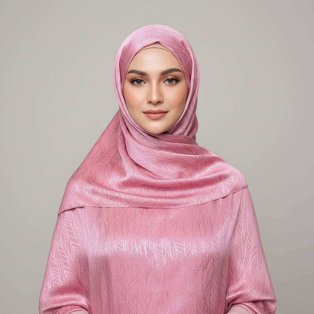 Pink Modal Self Satin Silk
