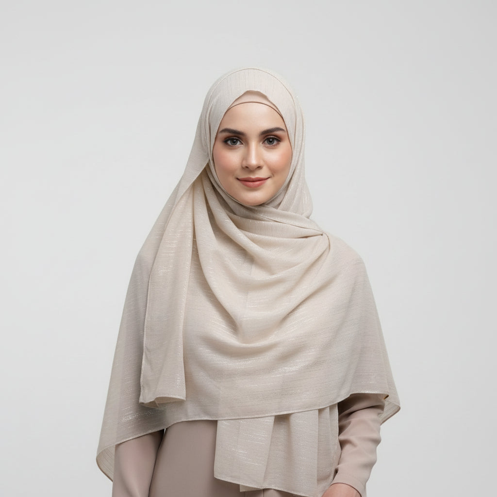 Pearl white Metalic Chiffon