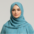 Teal Crosshatch Georgette