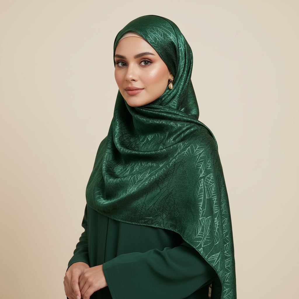 Bottle green Modal Self Satin Silk